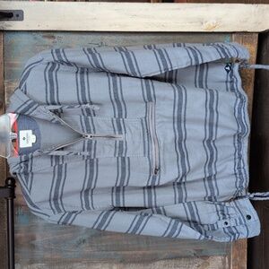 Sperry Chambray Striped Lightweight Half Zip Hooded Pullover - Men's Medium